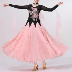 Ballroom Competition Dresses for Women Performance Long Sleeve Modern Dress Party Waltz Dance Costumes