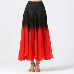 Ballroom Dance Activewear Skirts Ruching Splicing Women's Training Performance High Chiffon Polyester