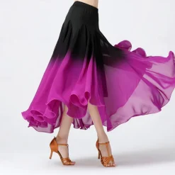 Ballroom Dance Activewear Skirts Ruching Splicing Women's Training Performance High Chiffon Polyester