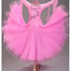 Ballroom Dance Dance Costumes Dress Crystals / Rhinestones Women's Performance Training Long Sleeve High Lyocell