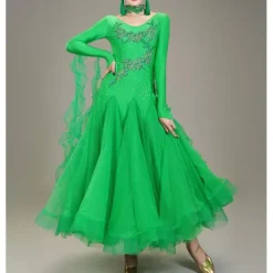 Ballroom Dance Dance Costumes Dress Crystals / Rhinestones Women's Performance Training Long Sleeve High Lyocell