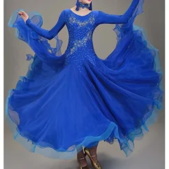 Ballroom Dance Dance Costumes Dress Crystals / Rhinestones Women's Performance Training Long Sleeve High Lyocell