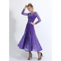 Ballroom Dance Dance Costumes Dress Lace Women's Training Performance Long Sleeve Natural Lace Milk Fiber