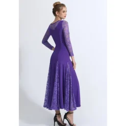 Ballroom Dance Dance Costumes Dress Lace Women's Training Performance Long Sleeve Natural Lace Milk Fiber