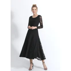 Ballroom Dance Dance Costumes Dress Lace Women's Training Performance Long Sleeve Natural Lace Milk Fiber