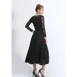 Ballroom Dance Dance Costumes Dress Lace Women's Training Performance Long Sleeve Natural Lace Milk Fiber