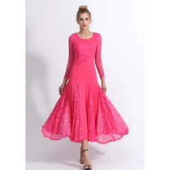 Ballroom Dance Dance Costumes Dress Lace Women's Training Performance Long Sleeve Natural Lace Milk Fiber