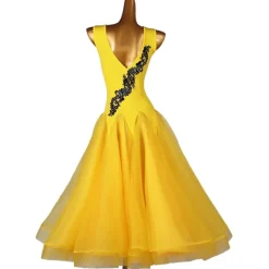 Ballroom Dance Dress Appliques Split Joint Crystals / Rhinestones Women's Training Sleeveless Chinlon Organza