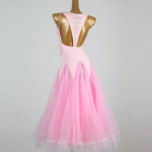 Ballroom Dance Dress Crystals / Rhinestones Women's Performance Daily Wear Sleeveless Spandex Organza