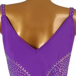 Ballroom Dance Dress Crystals / Rhinestones Women's Performance Party Long Sleeve Spandex Organza