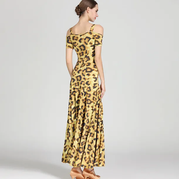 Ballroom Dance Dress Draping Pattern / Print Women's Training Performance Short Sleeve High Ice Silk