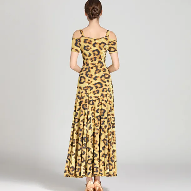 Ballroom Dance Dress Draping Pattern / Print Women's Training Performance Short Sleeve High Ice Silk