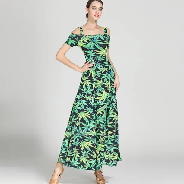 Ballroom Dance Dress Draping Pattern / Print Women's Training Performance Short Sleeve High Ice Silk