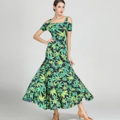 Ballroom Dance Dress Draping Pattern / Print Women's Training Performance Short Sleeve High Ice Silk