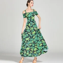 Ballroom Dance Dress Draping Pattern / Print Women's Training Performance Short Sleeve High Ice Silk