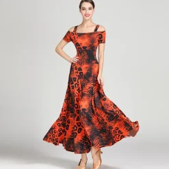 Ballroom Dance Dress Draping Pattern / Print Women's Training Performance Short Sleeve High Ice Silk