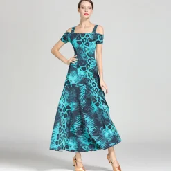 Ballroom Dance Dress Draping Pattern / Print Women's Training Performance Short Sleeve High Ice Silk