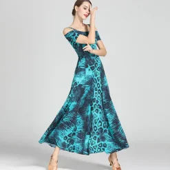 Ballroom Dance Dress Draping Pattern / Print Women's Training Performance Short Sleeve High Ice Silk