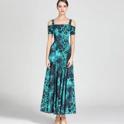 Ballroom Dance Dress Draping Pattern / Print Women's Training Performance Short Sleeve High Ice Silk