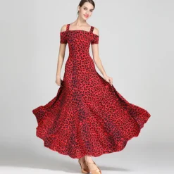 Ballroom Dance Dress Draping Pattern / Print Women's Training Performance Short Sleeve High Ice Silk