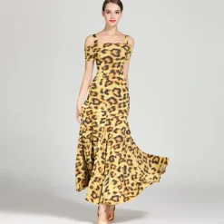 Ballroom Dance Dress Draping Pattern / Print Women's Training Performance Short Sleeve High Ice Silk