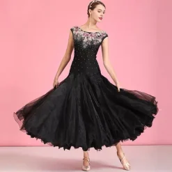 Ballroom Dance Dress Embroidery Crystals / Rhinestones Women's Performance Training Sleeveless Natural Elastane Tulle