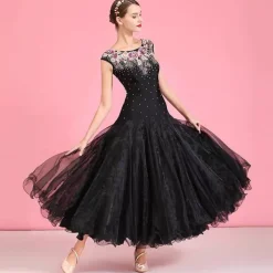 Ballroom Dance Dress Embroidery Crystals / Rhinestones Women's Performance Training Sleeveless Natural Elastane Tulle