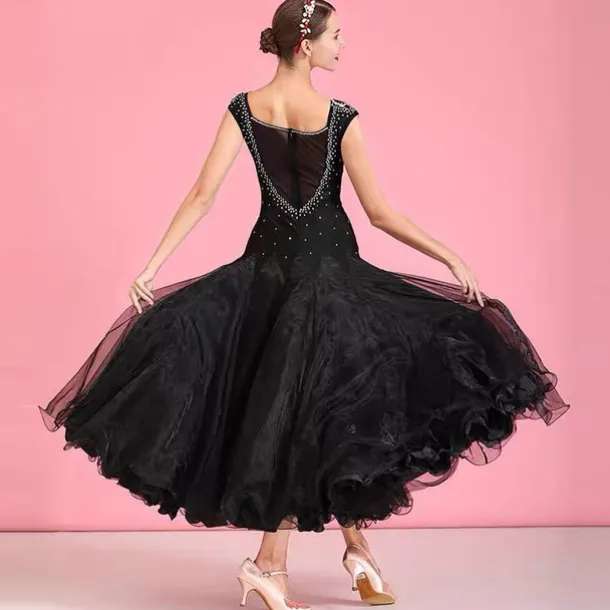 Ballroom Dance Dress Embroidery Crystals / Rhinestones Women's Performance Training Sleeveless Natural Elastane Tulle