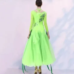 Ballroom Dance Dress Embroidery Splicing Crystals / Rhinestones Women's Performance Party Long Sleeve Mesh Spandex Organza