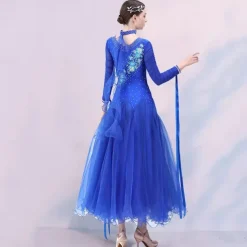 Ballroom Dance Dress Embroidery Splicing Crystals / Rhinestones Women's Performance Party Long Sleeve Mesh Spandex Organza