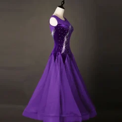 Ballroom Dance Dress Pleats Crystals / Rhinestones Women's Performance Training Sleeveless Natural Organza Velvet