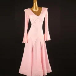 Ballroom Dance Dress Pure Color Women's Girls' Performance Training Long Sleeve High Chiffon Chinlon Tulle