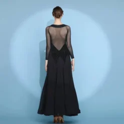 Ballroom Dance Dress Pure Color Tulle Women's Performance Training Long Sleeve Polyester