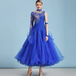 Ballroom Dance Dress Rhinestone Women's Performance Long Sleeve Polyester Nylon