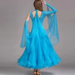 Ballroom Dance Dress Rhinestone Women's Performance Long Sleeve Polyester Nylon