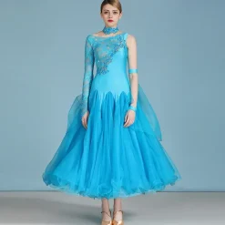 Ballroom Dance Dress Rhinestone Women's Performance Long Sleeve Polyester Nylon