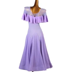 Ballroom Dance Dress Ruffles Split Joint Women's Training Short Sleeve Chiffon Chinlon Mesh