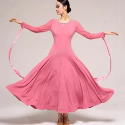 Ballroom Dance Dress Splicing Crystals / Rhinestones Women's Performance Training Long Sleeve Crystal Cotton Mesh