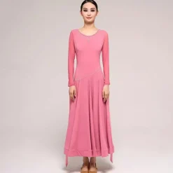 Ballroom Dance Dress Splicing Crystals / Rhinestones Women's Performance Training Long Sleeve Crystal Cotton Mesh