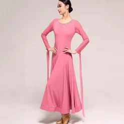 Ballroom Dance Dress Splicing Crystals / Rhinestones Women's Performance Training Long Sleeve Crystal Cotton Mesh