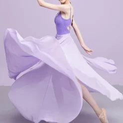Ballroom Skirts Pure Color Costumes Women's Daily Performance Training Daily Wear Natural Chiffon