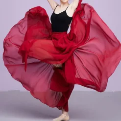 Ballroom Skirts Pure Color Costumes Women's Daily Performance Training Daily Wear Natural Chiffon