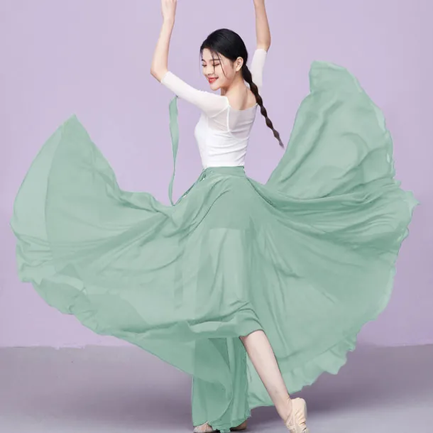 Ballroom Skirts Pure Color Costumes Women's Daily Performance Training Daily Wear Natural Chiffon