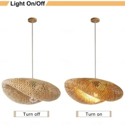 Bamboo Chandelier Retro Japanese Idyllic Style E26/E27 Chandelier Ceiling Lighting is Applicable to Living Room Bedroom Restaurant Cafe Bar Restaurant Club