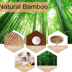 Bamboo Chandelier Retro Japanese Idyllic Style E26/E27 Chandelier Ceiling Lighting is Applicable to Living Room Bedroom Restaurant Cafe Bar Restaurant Club