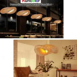 Bamboo Chandelier Retro Japanese Idyllic Style E26/E27 Chandelier Ceiling Lighting is Applicable to Living Room Bedroom Restaurant Cafe Bar Restaurant Club