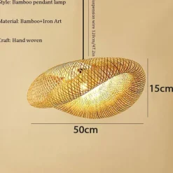 Bamboo Chandelier Retro Rattan 60cm E26/E27 Chandelier Ceiling Lighting is Applicable to Living Room Bedroom Restaurant Cafe Bar Restaurant Club 110-240V