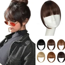 Bangs Hair Clip in Bangs, Fake Bangs Hair Clip French Bangs Hair Clip on Bangs For Women Clip Faux Bangs Fringe With Temples Hairpieces Curved Bangs For Daily Wear