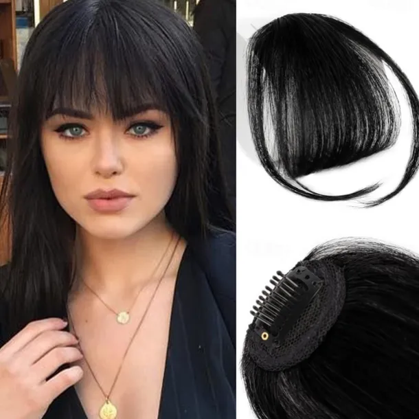 Bangs Hair Clip in Bangs Hair Wispy Bangs Clip on Fringe Bangs for Women Air Bangs Flat Neat Bangs with Temples Hairpieces for Daily Wear
