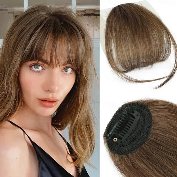 Bangs Hair Clip in Bangs Hair Wispy Bangs Clip on Fringe Bangs for Women Air Bangs Flat Neat Bangs with Temples Hairpieces for Daily Wear
